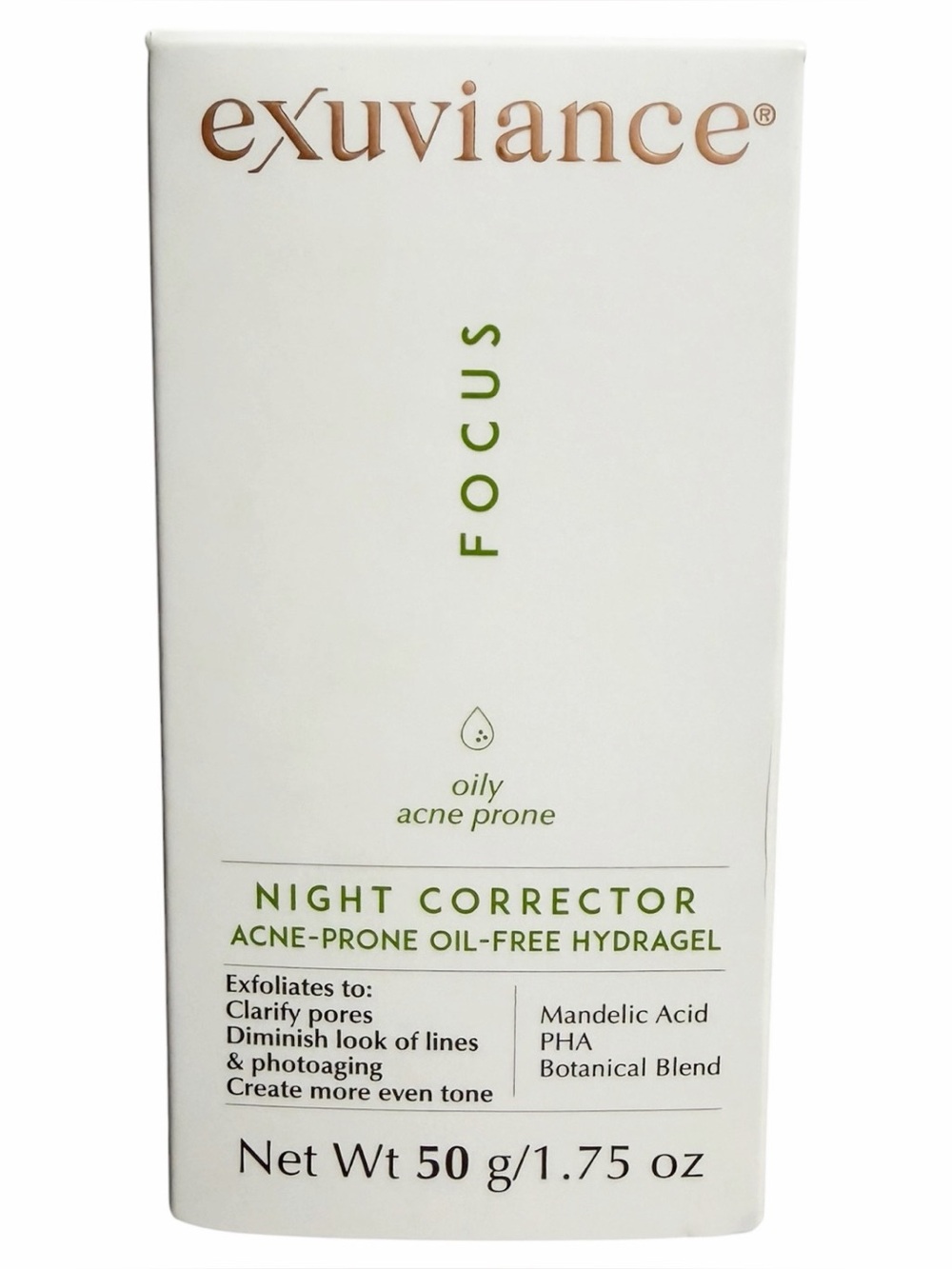 EXUVIANCE Focus Night Corrector Hydrogel for Oily Acne-Prone Skin 1.75 oz ~ NIB